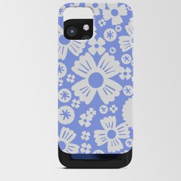 Modern Retro Light Denim Blue and White Daisy Flowers iPhone Card Case