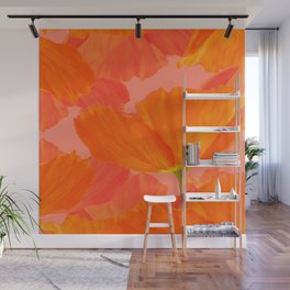 Beautiful Poppies Coral Color Background #decor #society6 #buyart Wall Mural