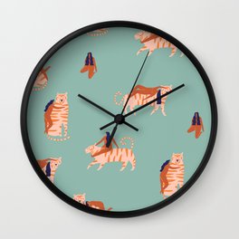 Tigers and girls Wall Clock