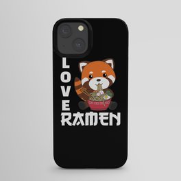Powered By Ramen Cute Red Panda Eats Ramen Noodles iPhone Case
