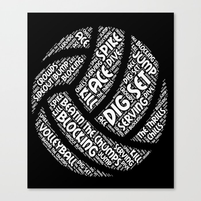 Volleyball WORD Term Design WHITE Canvas Print