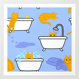 Orange Tabby Cat in Bathtub Art Print