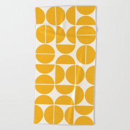 Mid Century Modern Bauhaus Pattern Yellow Beach Towel