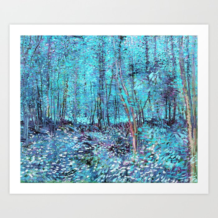 Van Gogh Trees & Underwood Turquoise & Amethyst Art Print