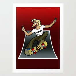  Pat The Skateboard Cat Art Print