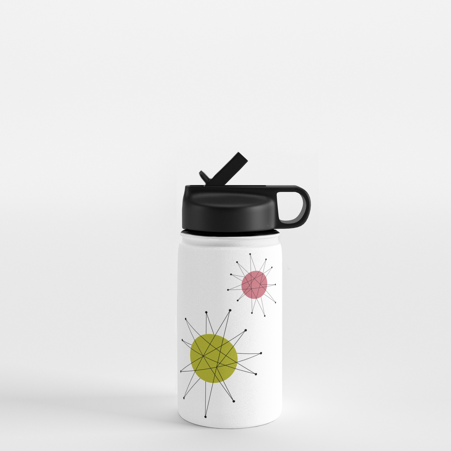 Franciscan Starburst Avocado Green Pink Mid Century Water Bottle By Orchard Berry Society6