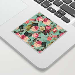 Vintage & Shabby Chic - Summer Teal Roses Flower Garden Sticker