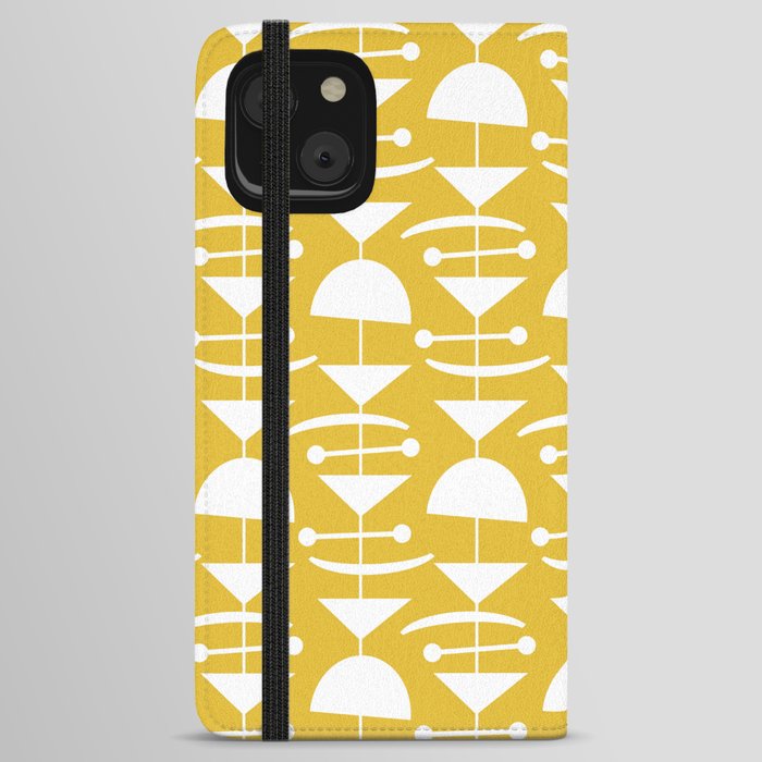 Retro Mid Century Modern Abstract Mobile 657 Mustard Yellow iPhone Wallet Case