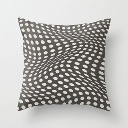 Wavy Dots - Grey & White Throw Pillow