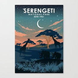 Serengeti National Park Africa Travel Poster Canvas Print