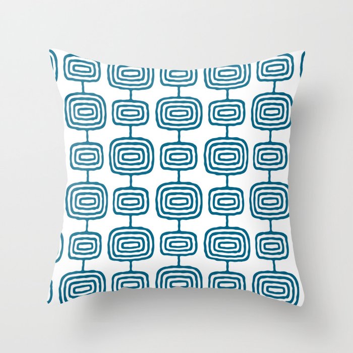 Mid Century Modern Atomic Rings Pattern Peacock Blue 3 Throw