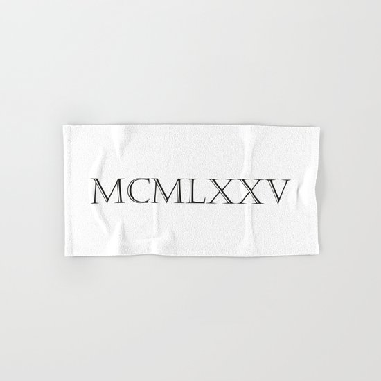 Roman Numerals 1975 Hand & Bath Towel by birthdaybyfrankenberg Society6