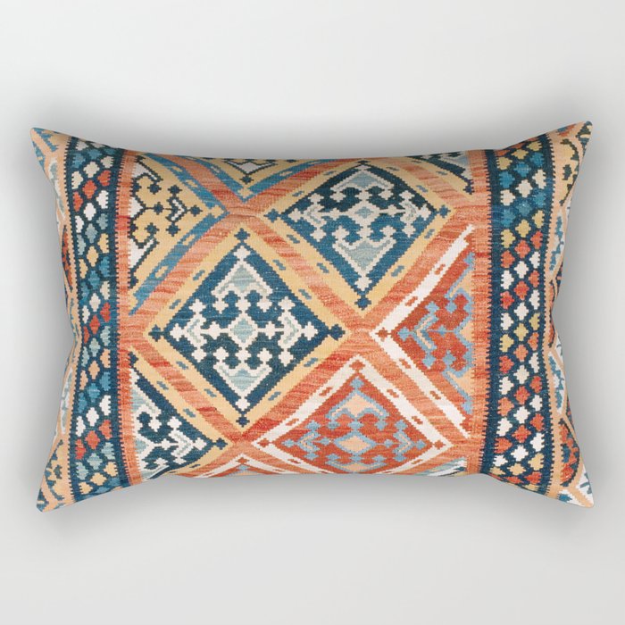 Zarand  Antique  Azerbaijan Persian Kilim Print Rectangular Pillow