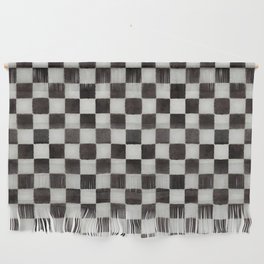 Large Black and White Watercolored Checkerboard Chess Wall Hanging