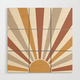 Multicolor retro Sun design 2 Wood Wall Art