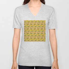 Bumble Bee Tulips | Pink & Gold V Neck T Shirt