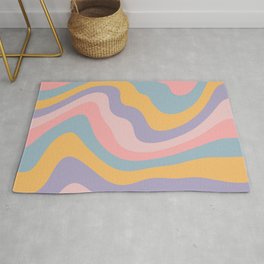 Danish Pastel Abstract Wavy Swirl Area & Throw Rug
