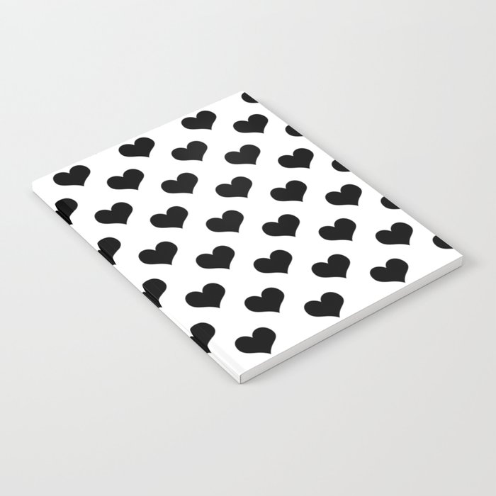 White And Black Hearts Minimalist Notebook