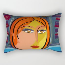 Woman at the window on the French Riviera Rectangular Pillow