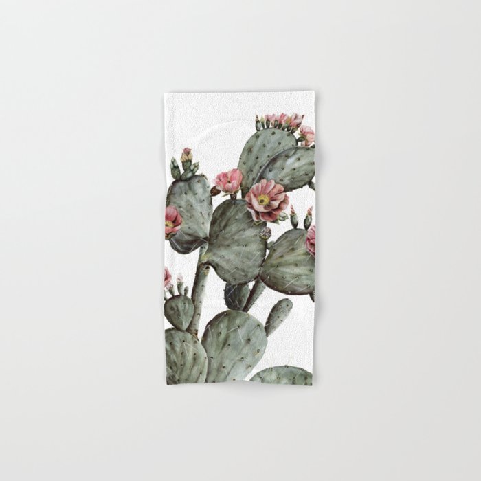 Prickly Pear Cactus Painting Hand Bath Towel By Shealeenlouise