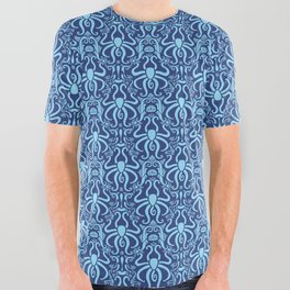 Greek Octopus Blue All Over Graphic Tee