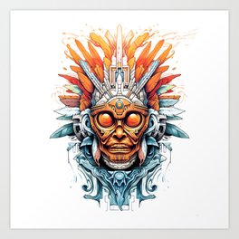 South American Tribal Mask Inspired Design Art Print