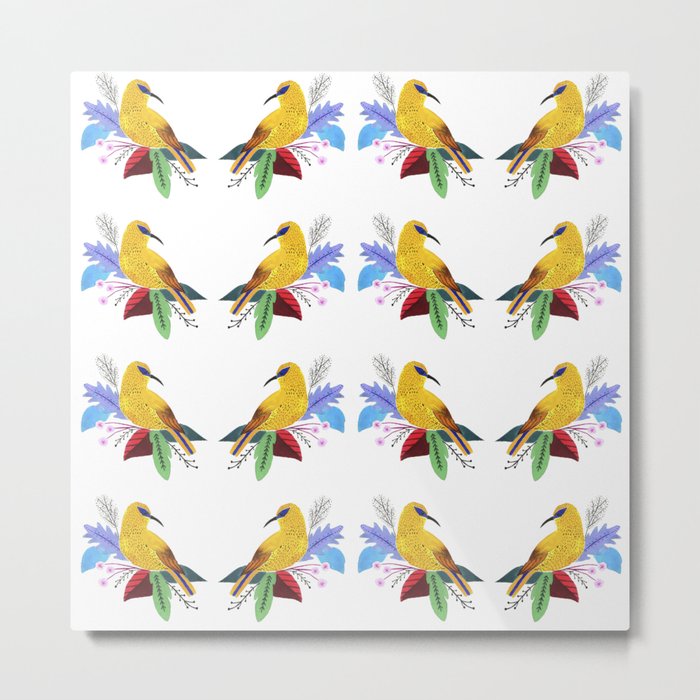 Yellow bird pattern Metal Print