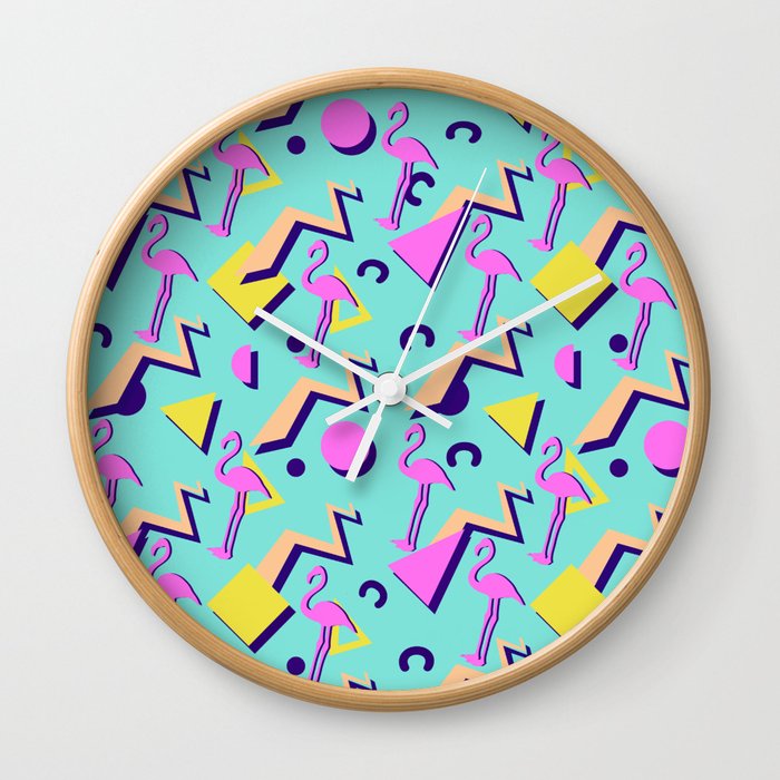 80s Memphis Design Pattern Wall Clock