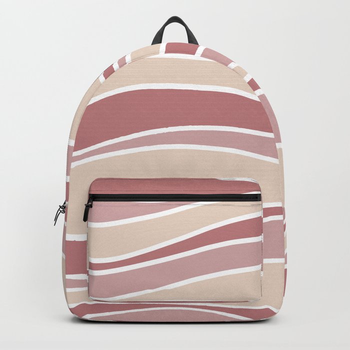Retro Wavy Lines Pattern Blush Pink and Cream Backpack