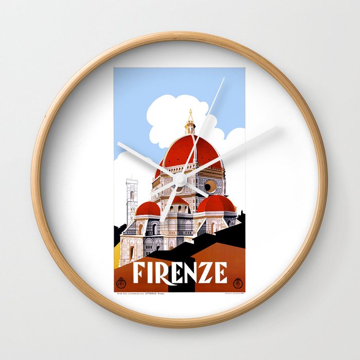 1930 ITALY Florence Firenze Travel Poster Wall Clock