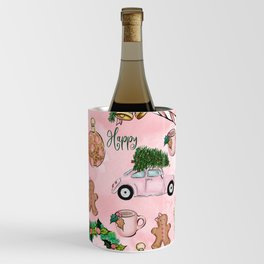THE VERY PINK CHRISTMAS WATERCOLOR PATTERN Wine Chiller