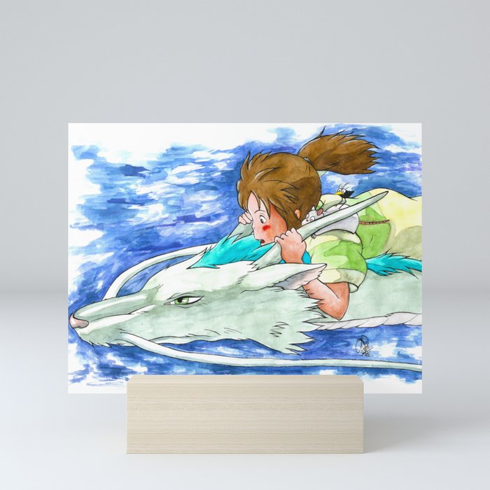 Ghibli Spirited Away Sky Illustration Mini Art Print