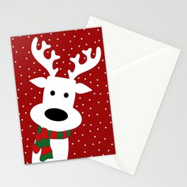 Reindeer in a snowy day (red) Stationery Card