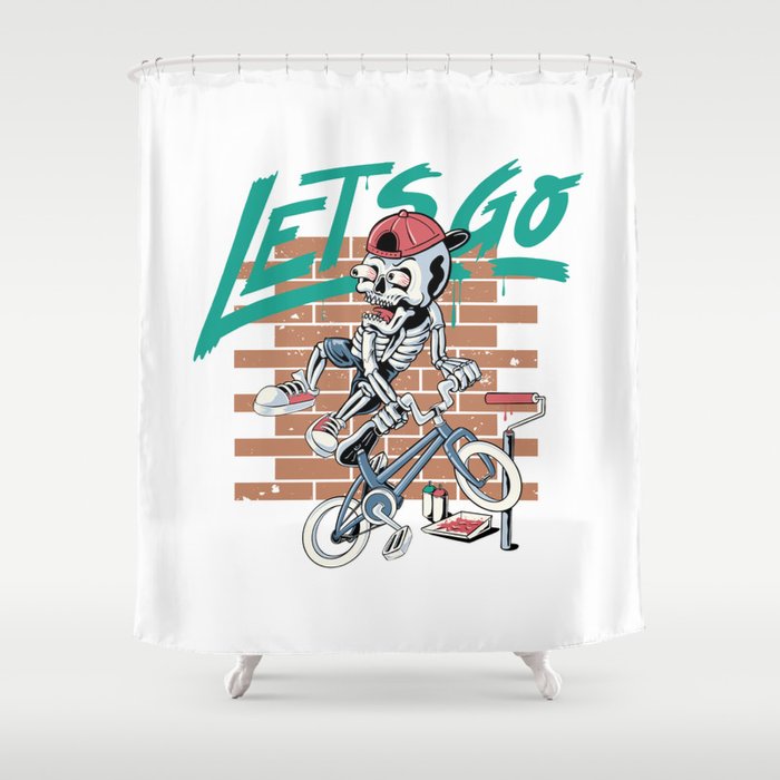 Lets Go Cycling Shower Curtain