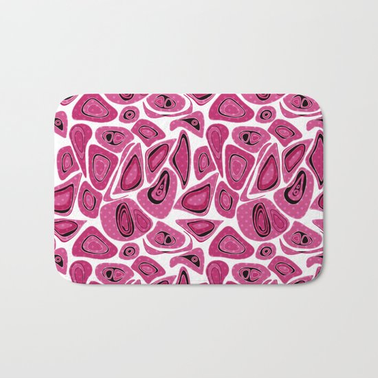 Abstract raspberry black pattern. Bath Mat