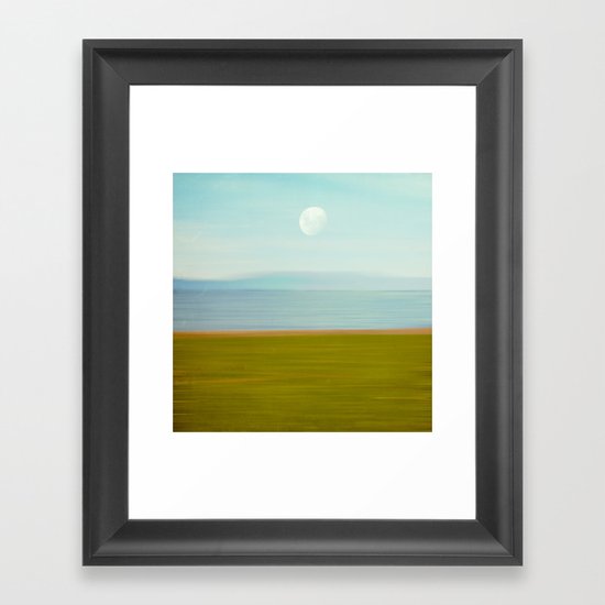 Moon on Beach Framed Art Print