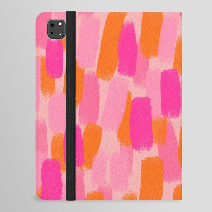 Abstract, Paint Brush Effect, Orange and Pink iPad Folio Case