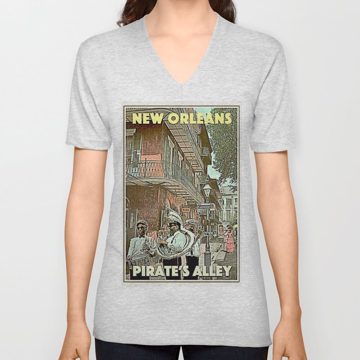 NEW ORLEANS PIRATE'S ALLEY POSTER V Neck T Shirt