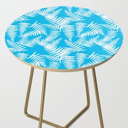 Turquoise And White Fern Leaf Pattern Side Table