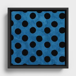 Watercolor Navy Blue And Black Polka Dot Retro Pattern Navy Blue And Black Polka Dot Background Framed Canvas