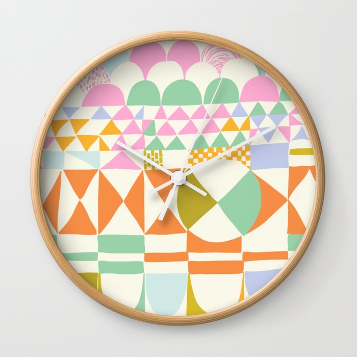 California geometric pattern 6 soft colors Wall Clock