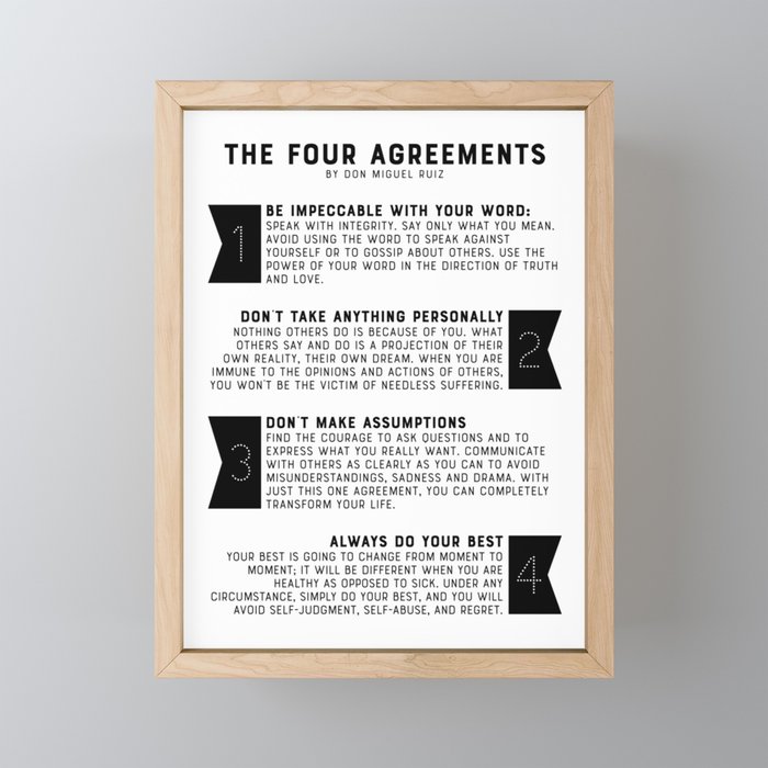 The Four Agreements By Don Miguel Ruiz Framed Mini Art Print By Graphicbicycle