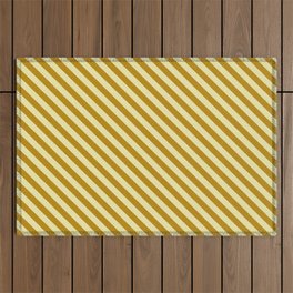 [ Thumbnail: Dark Goldenrod & Pale Goldenrod Colored Pattern of Stripes Outdoor Rug ]