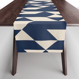 Abstract Geometric Pattern Navy and Ivory Table Runner