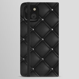 Black Quilted Leather iPhone Wallet Case