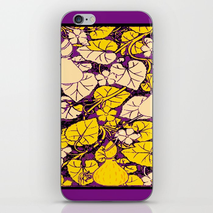Grape Purple & Cream Garden Vines Yellow Design iPhone Skin