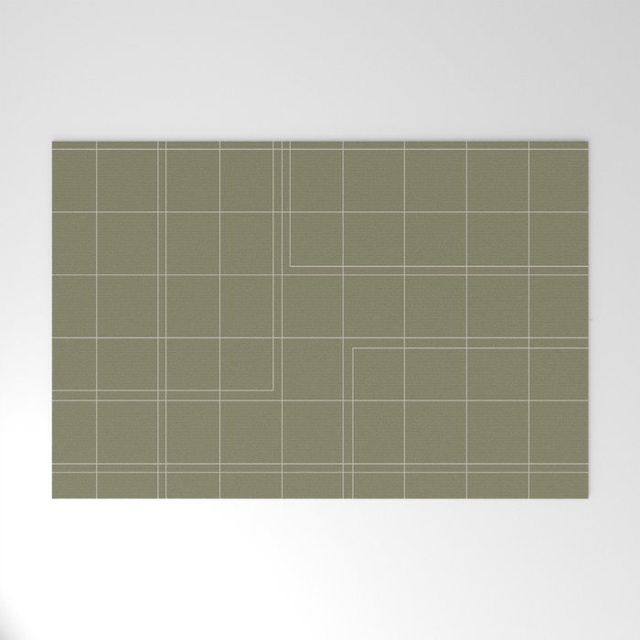 Sage Grid Welcome Mat