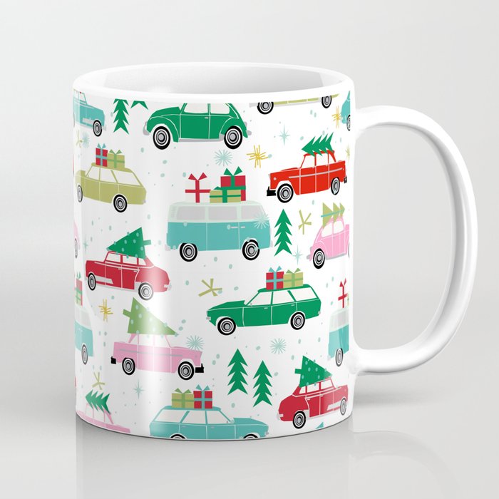 Christmas Car Tradition Christmas Trees Holiday Pattern Winter Festive Coffee Mug By Charlottewinter Society6