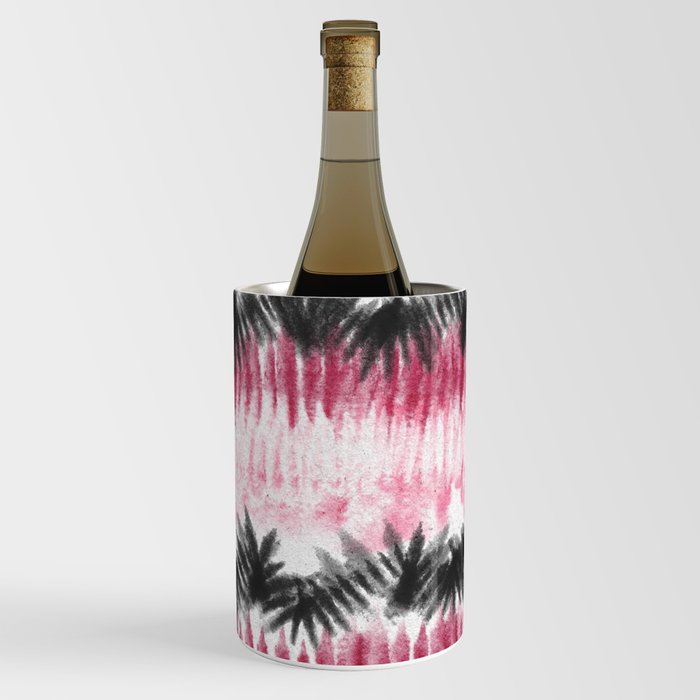 Pink Black Tie Dye Stripes Wine Chiller