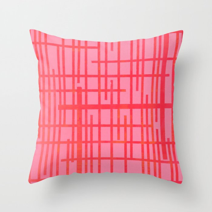 Lines Pink Red Throw Pillow